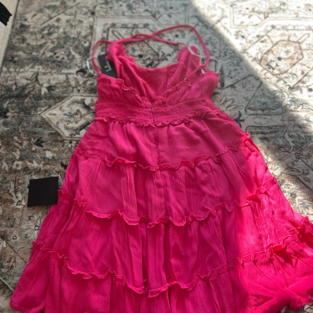Lulu's Hot Pink Ruffled Mini Dress - Picture 7 of 14